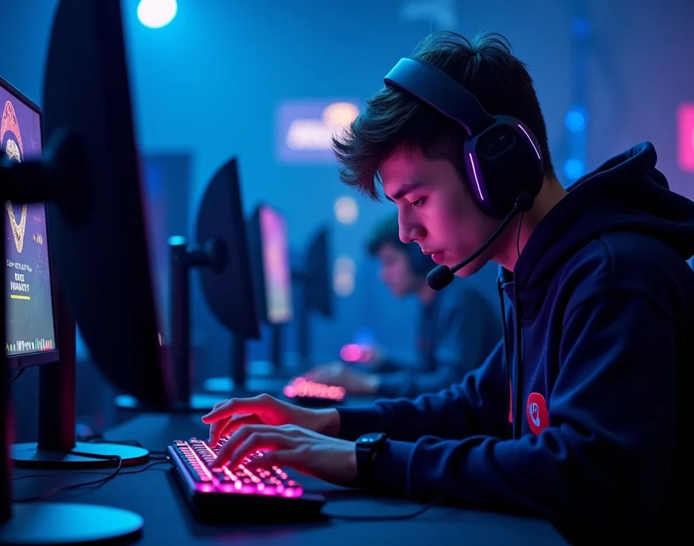 Professional esports player adjusting mouse weight at competition setup