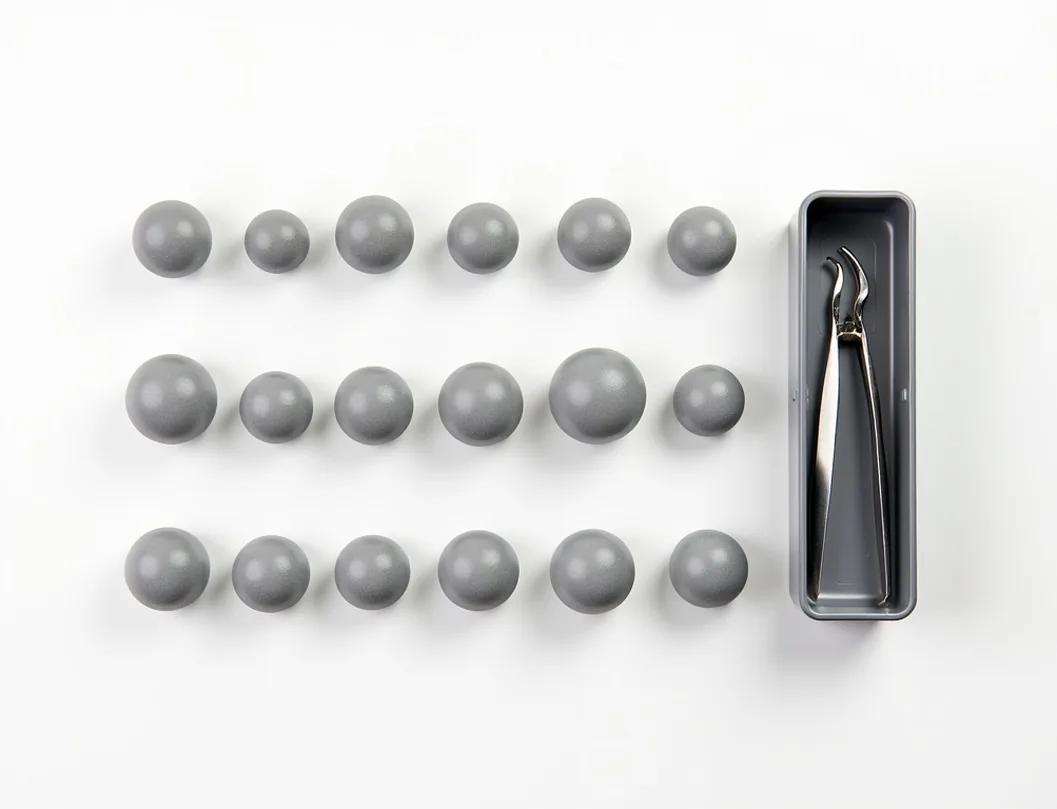 Family shot of BalanceMaster BM-16 complete kit with 16 weight pieces arranged by size